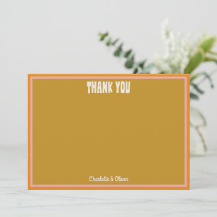 Retro Rosa Orange Gold Groovy Baby Shower Benutzer Dankeskarte