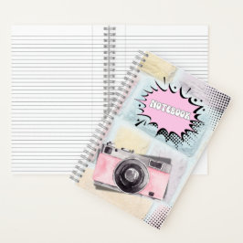 Retro rosa pastellfarbene Kamera Notebook Notizbuch