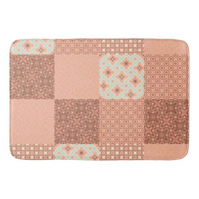 Retro-Rosa-Patchwork Badematte (Vorderseite)