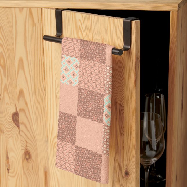 Retro Rosa Patchwork Geschirrtuch (Drittel gefaltet)