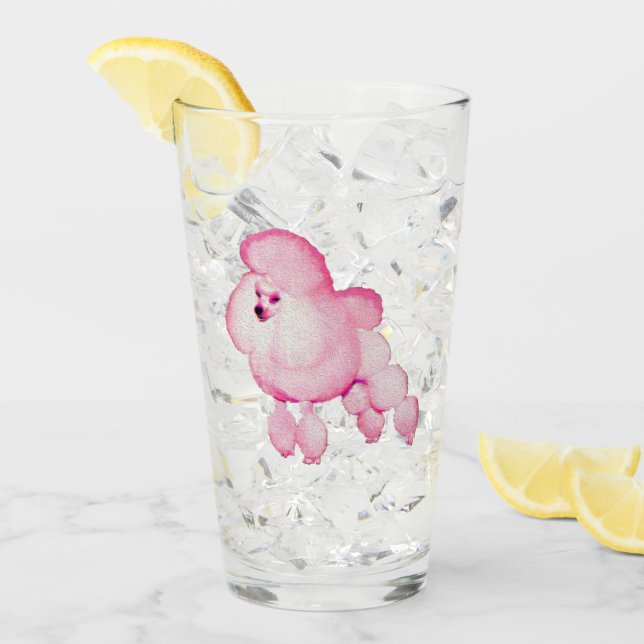 Retro rosa Pudel Glas (Vorderseite Ice)