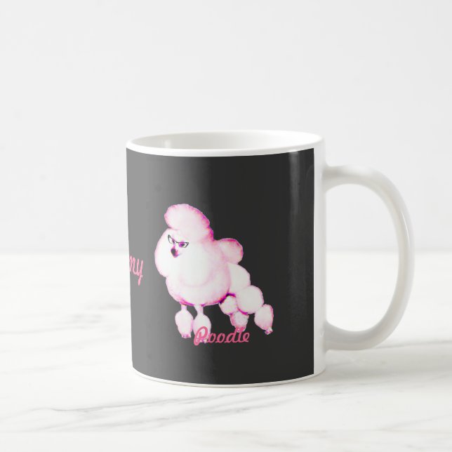 Retro rosa Pudel mit der Glas-Tasse personalisiert Kaffeetasse (Rechts)