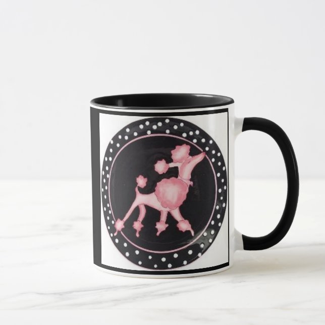 Retro rosa Pudel-Tasse Tasse (Rechts)