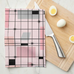 Retro-Rosa-Raster-und-Starbursts-Küchentuch Handtuch