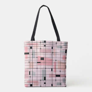 Retro-Rosa-Raster-und-Sternen-Tasche Tasche