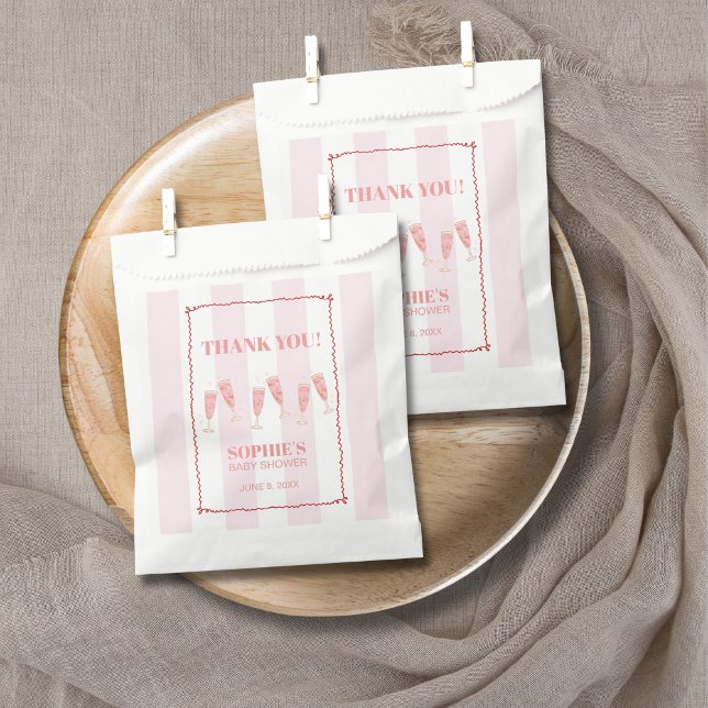 Retro Rosa Red Border Brunch & Bubbly Babydusche Geschenktütchen (Von Creator hochgeladen)