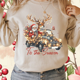 Retro Rosa Rentier Santa Tis Der Saisonfahrer T-Shirt