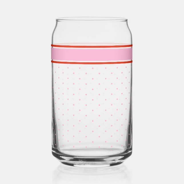 Retro rosa rosa Polka dot Border Weihnachten Dosenglas (Vorderseite)