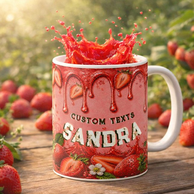 Retro-Rosa-Rot-Erdbeere-Frucht-Partygeschenk Kaffeetasse (Von Creator hochgeladen)