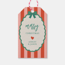 Retro Rosa, Rot und Grün gestreifte Frohe Weihnach