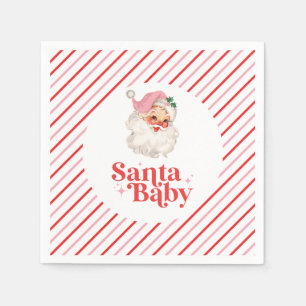 Retro Rosa Santa Baby Weihnachts-Baby-Party Serviette