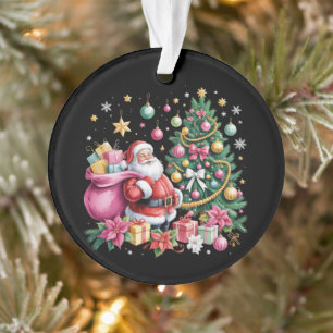 Retro Rosa Santa Coquette Weihnachten Süßer Baum M Ornament