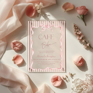 Retro Rosa Schleifen Cafe Bebe Mädchen Kaffee Baby Acryleinladungen