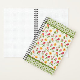 Retro Rosa Spring Birds Panel Journal Notizbuch