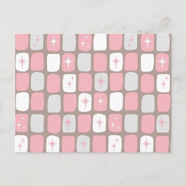 Retro Rosa Sternexplosionen Postkarte (Vorderseite)