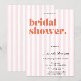 Retro Rosa Streifen Einfaches Brautparty Einladung