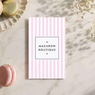 Retro Rosa Streifen Macaron Bäckerei Visitenkarte