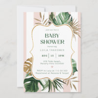 Retro rosa Streifen Palm Beach Baby Dusche