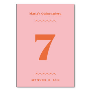 Retro-Rosa-Tischnummer Tischnummer