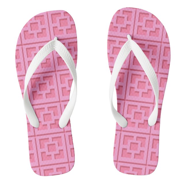 Retro Rosa Trellis Erwachsene Flip Flops, breite S Flip Flops (Fußbett)
