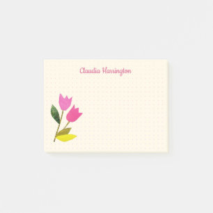Retro-Rosa-Tulpen-Pastell-Pfirsich-Handillustratio Post-it Klebezettel