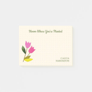 Retro-Rosa-Tulpen-Pastell-Pfirsich-Handillustratio Post-it Klebezettel