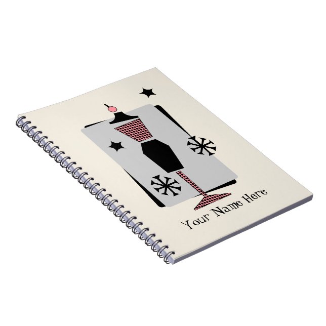 Retro rosa u. schwarzes notizblock (Rechte Seite)