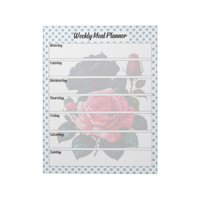 Retro Rosa und blaue Rose Wochenmagazin Notizblock (Rotiert)
