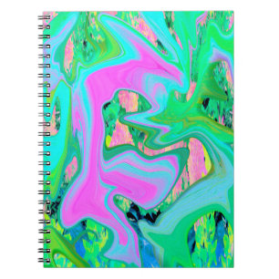 Retro Rosa und Hellblau Liquid Art auf Hortensie Notizblock