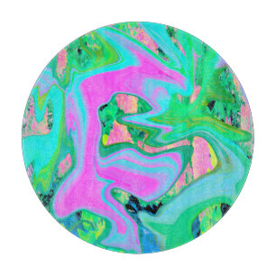 Retro Rosa und Hellblau Liquid Art auf Hortensie Schneidebrett