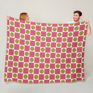 Retro Rosa und Olive Circle Check Fleecedecke