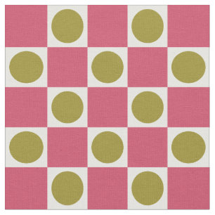 Retro Rosa und Olive Kreis Check Stoff