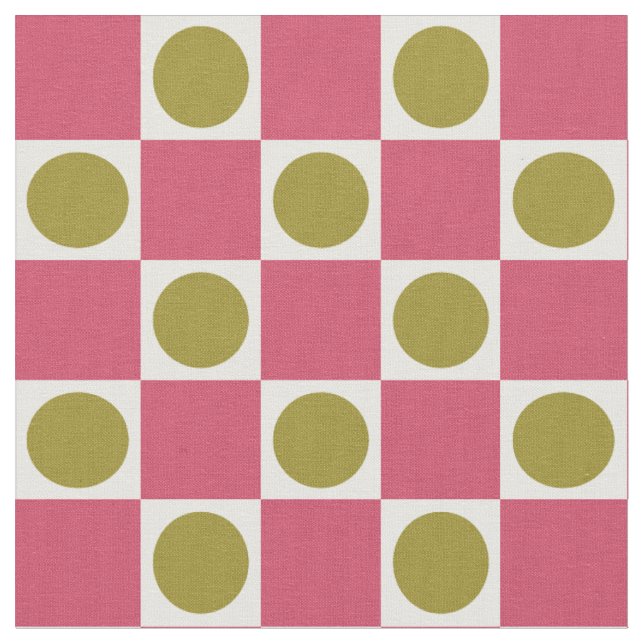 Retro-Rosa-und Olivenkreislauf-Karo Stoff (Nahaufnahme)