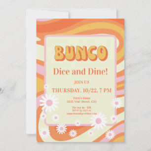 Retro Rosa und Orange Floral Bunco Ladys Night Einladung