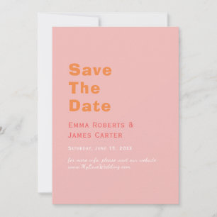 Retro Rosa und Orange Save the Date Karte