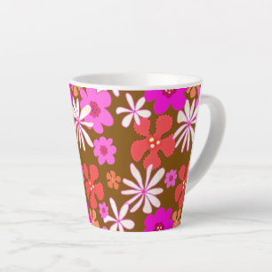 Retro-Rosa- und Orangefarbenes Blumenmuster-Tasse Milchtasse