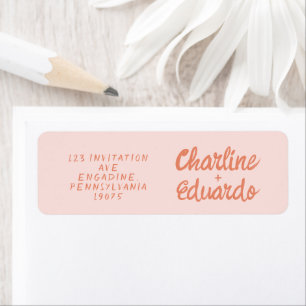 Retro-Rosa- und Rot-Handschrift-Hochzeitslabel