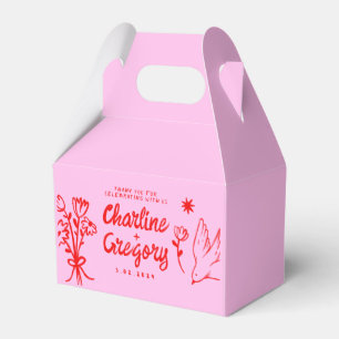 Retro-Rosa- und Rot-Wavy-Handschrift Geschenkschachtel