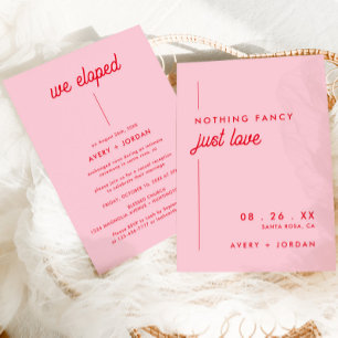 Retro Rosa und Rot Wir haben den Elopement Empfang Einladung