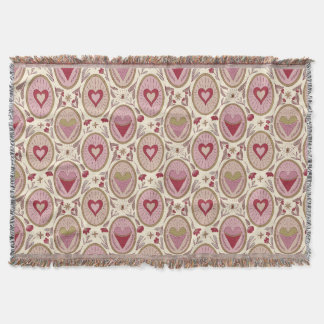 Retro Rosa und Rote Handgezeichnete Herzen Valenti Decke