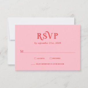 Retro Rosa und Rote Moderne Hochzeits-RSVP-Karten RSVP Karte