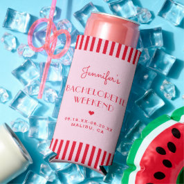 Retro Rosa und Rote Streifen Bachelorette Wochenen Selters Dosenkühler