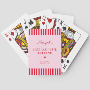 Retro Rosa und Rote Streifen Bachelorette Wochenen Spielkarten