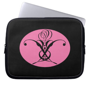Retro Rosa und Schwarz Geblüht Rose Laptopschutzhülle