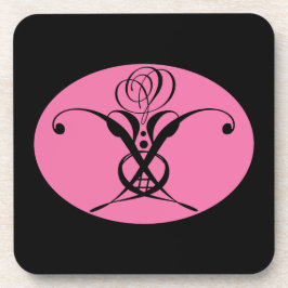 Retro Rosa und Schwarz Geblüht Rose Untersetzer