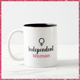 Retro Rosa und Schwarze Unabhängige Frau Zweifarbige Tasse