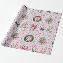 Retro rosa Weihnachten Geschenkpapier