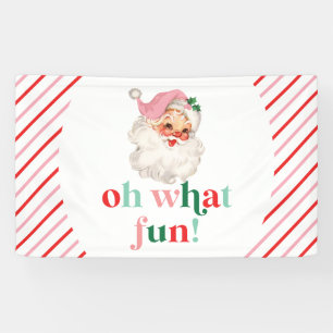 Retro Rosa Weihnachtsmann Oh Was Für Ein Spaß Banner