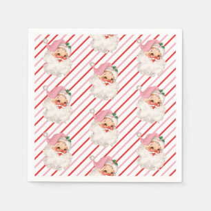 Retro Rosa Weihnachtsmann Oh Was Für Ein Spaß Serviette