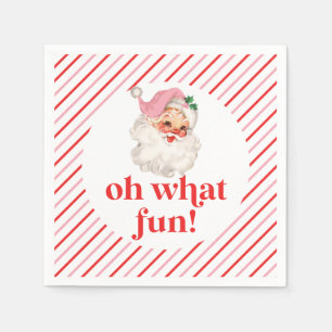 Retro Rosa Weihnachtsmann Oh Was Für Ein Spaß Serviette